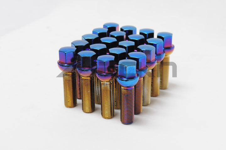 Wheel Mate Monster Lug 35 Short Lug Nut Set of 20 - Black 14x1.50 - Bull Strap