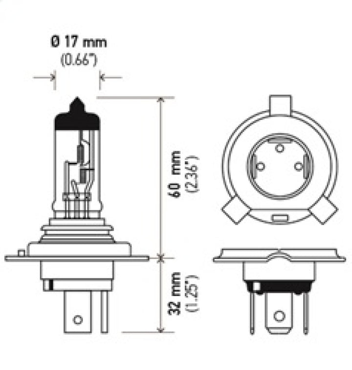 Hella Halogen H4 12V 60/55W Bulb - Bull Strap