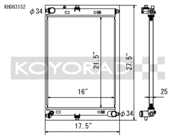 Koyo 2016 Mazda MX-5 Miata 2.0L I4 (MT) Aluminum Radiator - Bull Strap