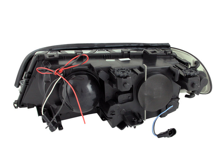 ANZO 2000-2003 BMW 3 Series E46 Projector Headlights w/ Halo Black - Bull Strap