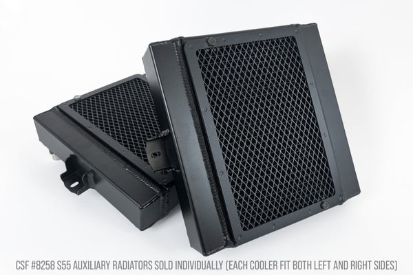 CSF BMW F8X M3/M4/M2C Auxiliary Radiators w/ Rock Guards (Sold Individually - Fits Left and Right - Bull Strap