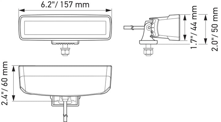 Hella Universal Black Magic 6 L.E.D. Mini Light Bar - Flood Beam - Bull Strap