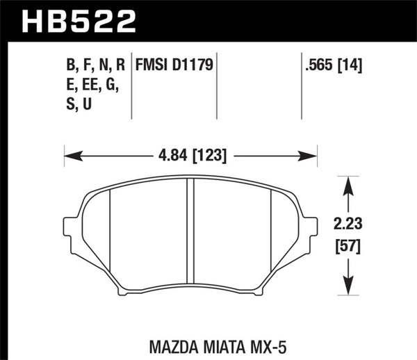 Hawk 06-14 Mazda MX-5 Miata (NC) DTC-70 Race Front Brake Pads - Bull Strap