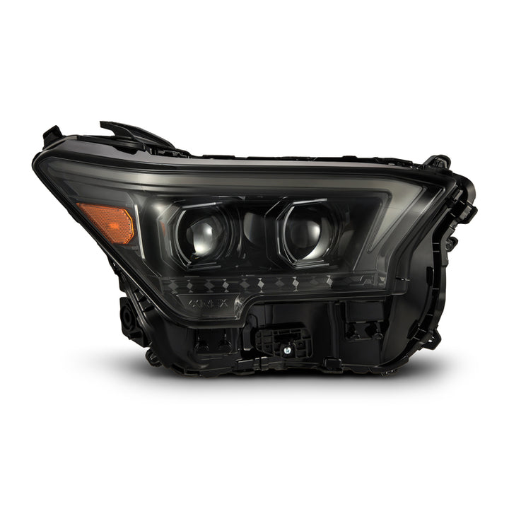 AlphaRex 23-24 Toyota Tacoma LUXX-Series LED Proj Headlights Alpha Blk w/Actv Light & Seq. Sig + DRL - Bull Strap
