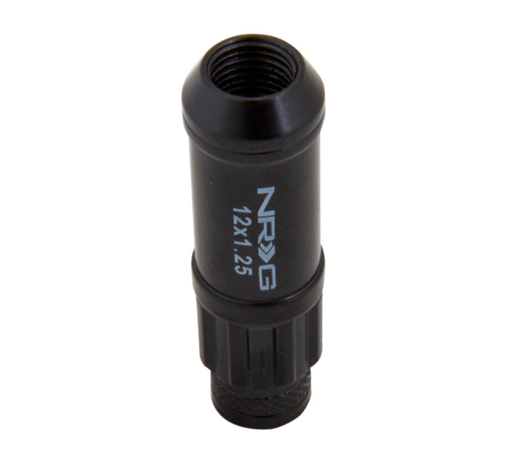 NRG 700 Series M12 X 1.25 Steel Lug Nut w/Dust Cap Cover Set 21 Pc w/Locks & Lock Socket - Black - Bull Strap