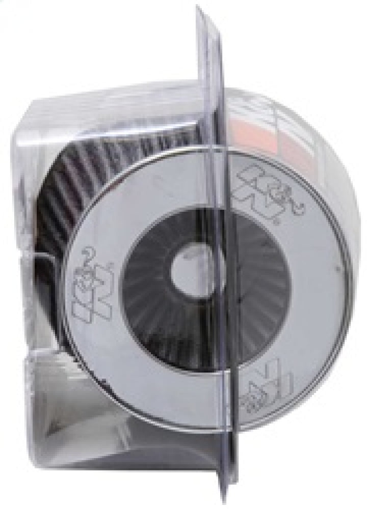 K&N Universal Filter Chrome Round Tapered White - 4in Flange ID x 1.125in Flange Length x 5.5in H - Bull Strap