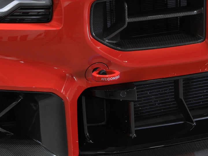 aFe 23-25 BMW M2 (G87) CONTROL Front / Rear Tow Hook - Red - Bull Strap