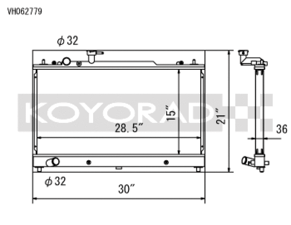 Koyo 06-08 Mazdaspeed 6 2.3L Turbo Radiator - Bull Strap