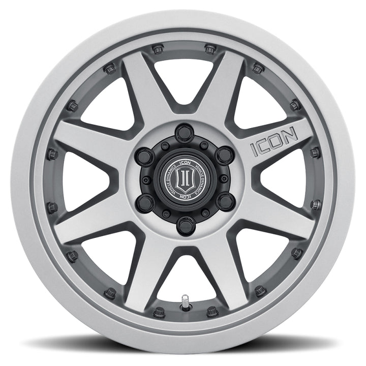 ICON Rebound Pro 17x8.5 6x5.5 0mm Offset 4.75in BS 106.1mm Bore Titanium Wheel - Bull Strap