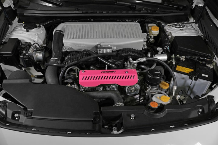 PERRIN 22-25 Subaru WRX Pulley Cover - Hyper Pink (SHORT - For Use w/PERRIN AOS) - Bull Strap
