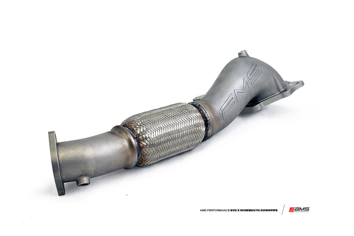 AMS Performance 08-15 Mitsubishi EVO X Widemouth Downpipe w/Turbo Outlet Pipe - Bull Strap