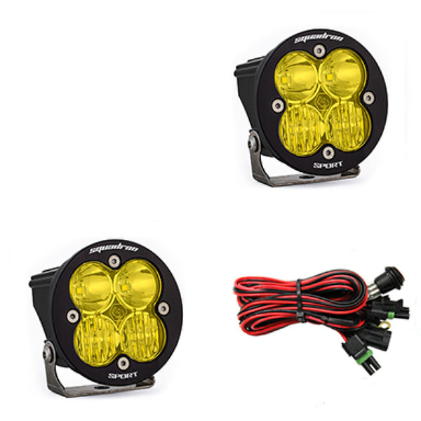 Baja Designs Squadron R Sport Driving/Combo Pair LED Light Pods - Amber - Bull Strap