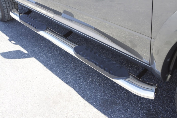 Lund 10-17 Dodge Ram 2500 Crew Cab 5in. Curved Oval SS Nerf Bars - Polished - Bull Strap
