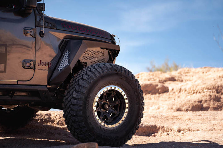DV8 Offroad 2018+ Jeep Wrangler JL Front Inner Fenders - Black - Bull Strap