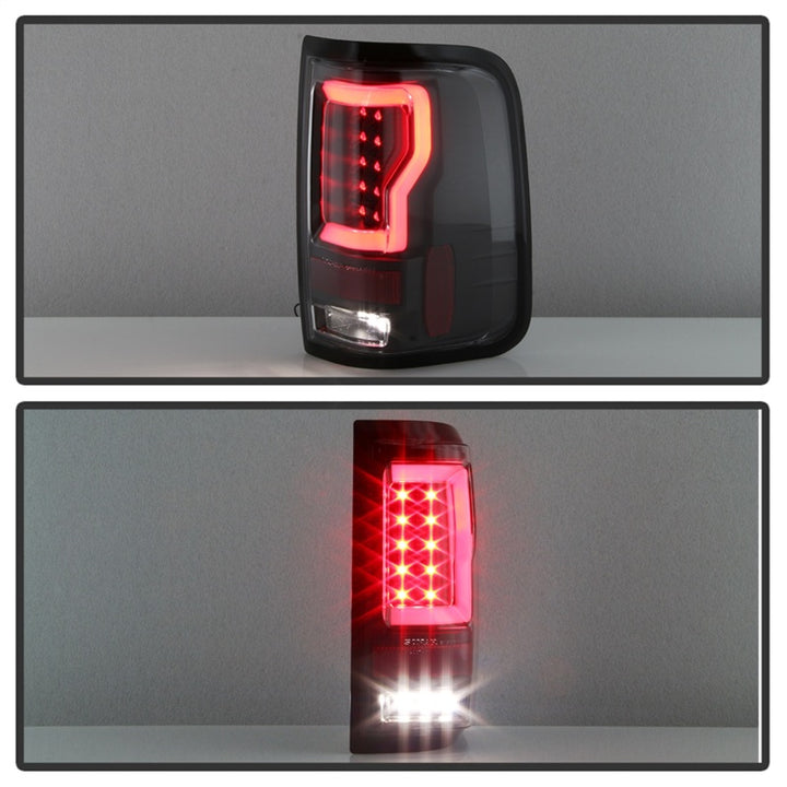 Spyder 04-08 Ford F-150 Projector Tail Lights - Light Bar DRL LED - Black ALT-YD-FF15004V2-LBLED-BK - Bull Strap