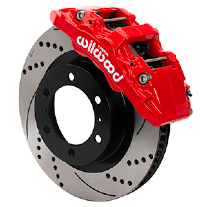 Wilwood 15-21 Toyota Tacoma Aero6-DM SRP Front Brake Kit 13.31 Rotor - Red w/Lines - Bull Strap
