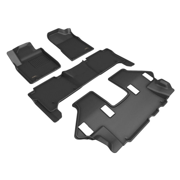 3D MAXpider 19-24 Nissan Armada Kagu Floor Mat- Black R1 R2 R3 - Bull Strap