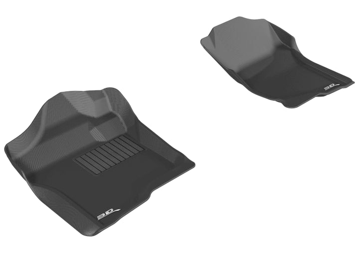 3D MAXpider 2007-2013 Chevrolet Silverado Extended/Crew Cab Kagu 1st Row Floormat - Black - Bull Strap
