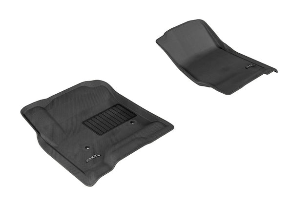 3D MAXpider 2014-2020 Chevrolet Silverado Double Cab/Crew Cab Kagu 1st Row Floormat - Black - Bull Strap