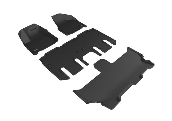 3D MAXpider 2017-2020 Chrysler Pacifica/Voyager Kagu 1st & 2nd & 3rd Row Floormats - Black - Bull Strap