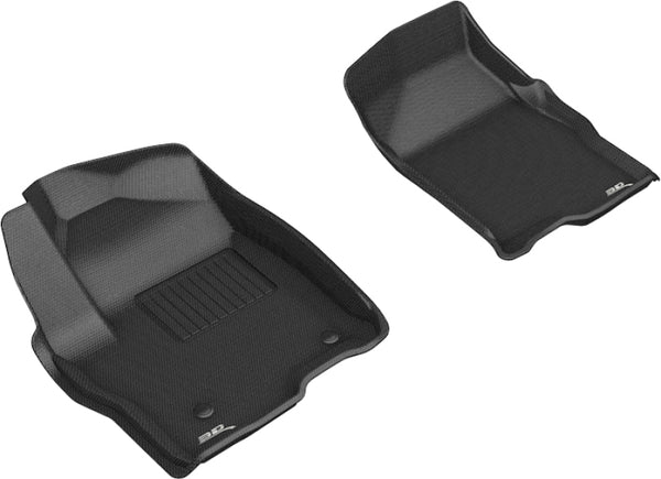 3D MAXpider 2019-2020 GMC/Chevrolet Sierra 1500/Silverado 1500 Kagu 1st Row Floormat - Black - Bull Strap