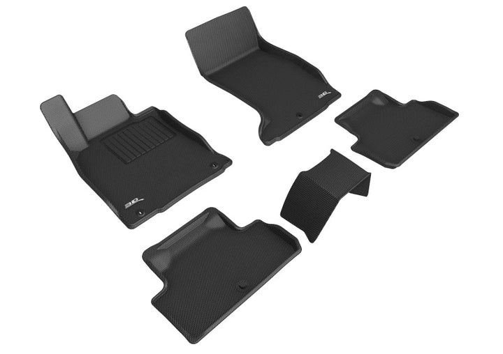 3D MAXpider 2019-2023 Genesis G70 AWD Kagu 1st & 2nd Row Floormats - Black - Bull Strap