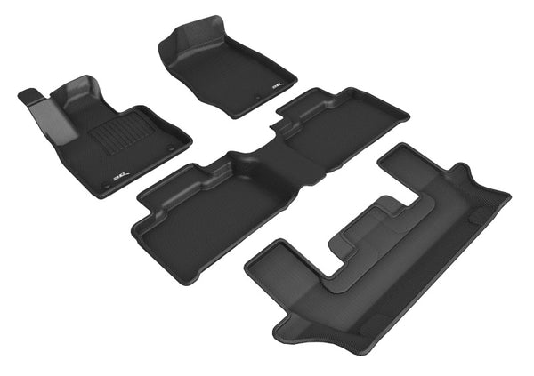 3D MAXpider 2020-2021 Ford Explorer 1st/2nd/3rd Row Floor Mats - Black - Bull Strap