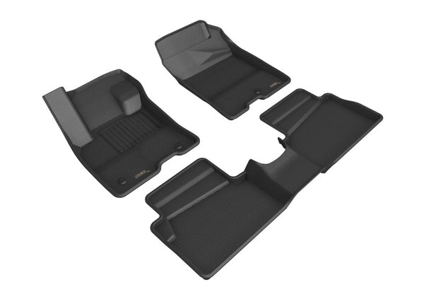 3D MAXpider 2022 Ford Maverick Hybrid  Kagu 1st & 2nd Row Floormat - Black - Bull Strap