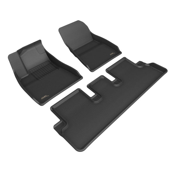 3D MAXpider 2024 Tesla Model 3 Kagu 1st & 2nd Row Floormat - Black - Bull Strap