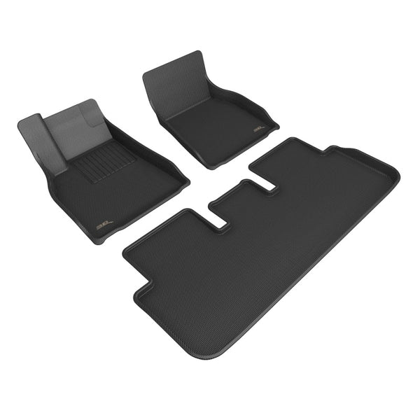 3D MAXpider 21-22 Tesla Model S Kagu 1st & 2nd Row Floormats - Black - Bull Strap