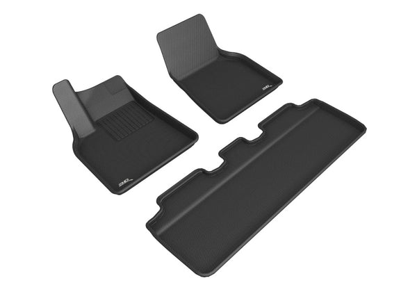 3D MAXpider 21-22 Tesla Model Y 1st & 2nd Row Floormats - Black - Bull Strap