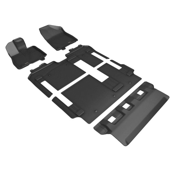3D MAXpider 21-24 Toyota Sienna 8-Seat Kagu 1st, 2nd, & 3rd Row Floormats - Black - Bull Strap