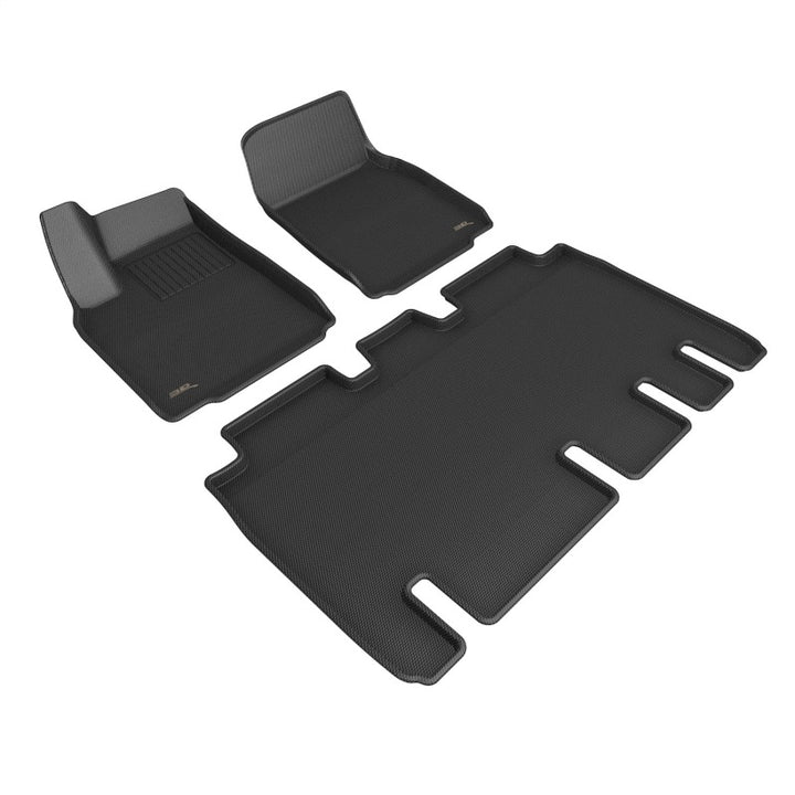 3D MAXpider 22-23 Tesla Model X Full Set Floormats - Black - Bull Strap