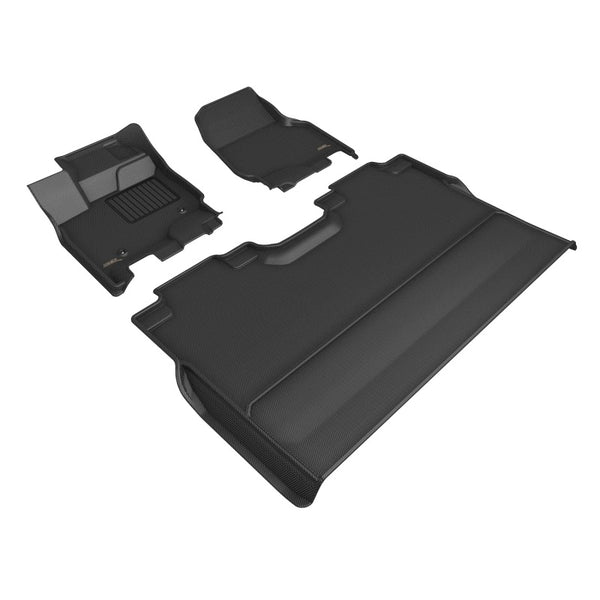 3D MAXpider 22-23 Ford F-150 Supercrew Kagu Floor Mat- Black R1 R2 - Bull Strap