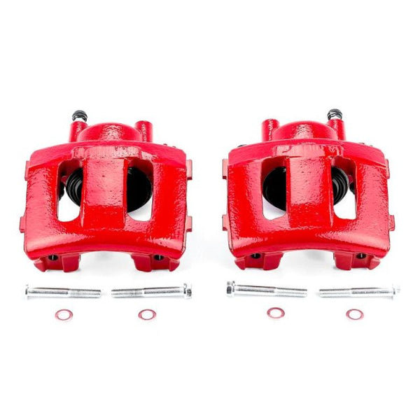 Power Stop 90-01 Jeep Cherokee Front Red Calipers w/o Brackets - Pair - Bull Strap