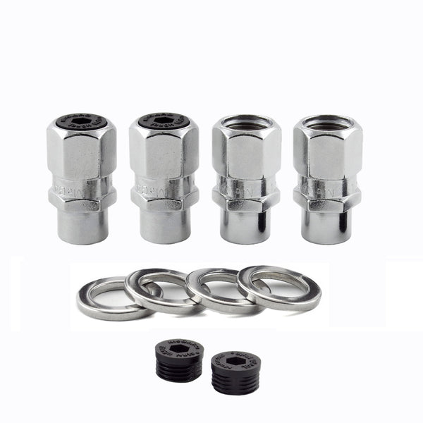 McGard Hex Lug Nut (Drag Racing Short Shank) M12X1.5 / 13/16 Hex / 1.6in. Length (4-Pack) - Chrome - Bull Strap