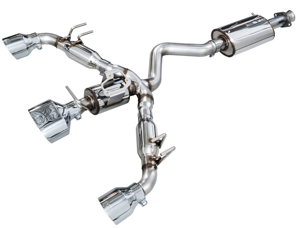 AWE 23-24 Toyota GR Corolla Touring Edition Catback Exhaust - Chrome Silver Tips - Bull Strap