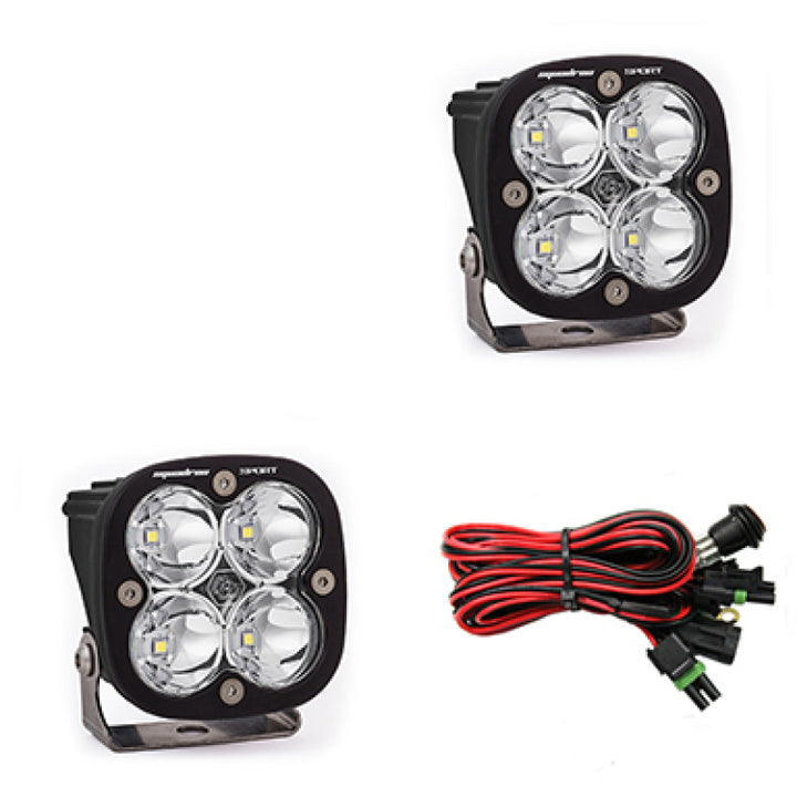Baja Designs Squadron Sport Spot LED Light Pods - Clear - Bull Strap