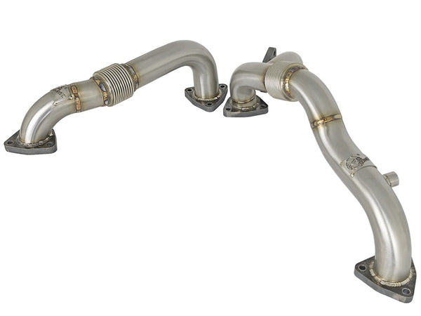 aFe Twisted Steel Header Up-Pipe 08-10 Ford Diesel Trucks V8-6.4L (td) - Bull Strap