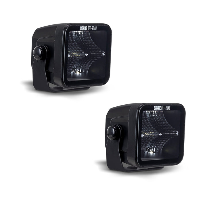 Borne Off-Road Light Pods (Kit of 2) 3x3 Flood - Bull Strap