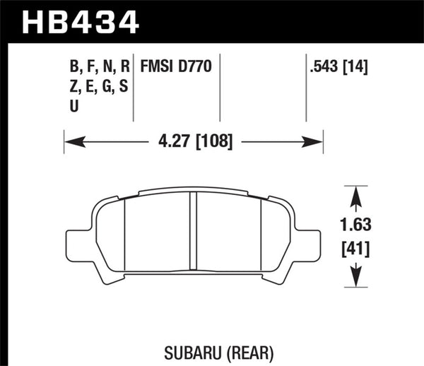 Hawk 02-03 WRX / 05-08 LGT D770 HPS Street Rear Brake Pads - Bull Strap