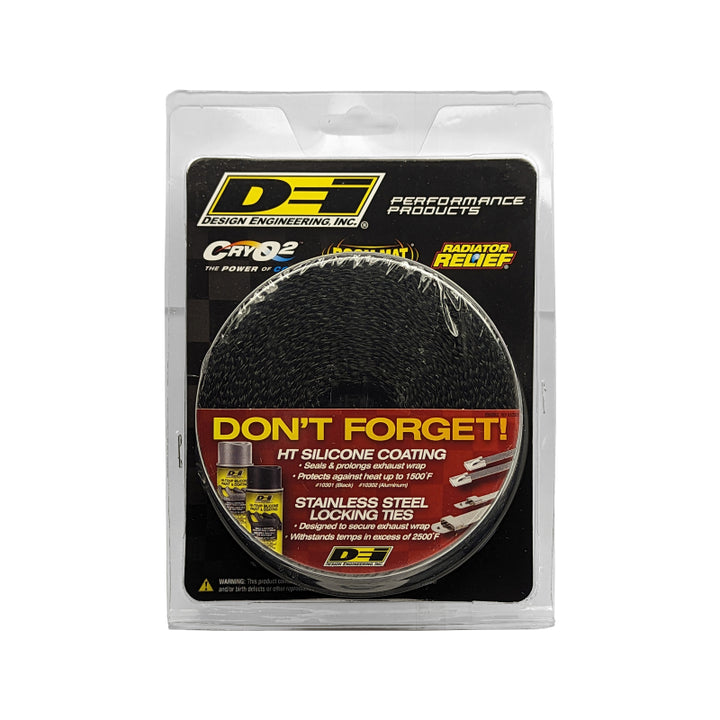 DEI Exhaust Wrap 2in x 25ft - Titanium - Black - Bull Strap
