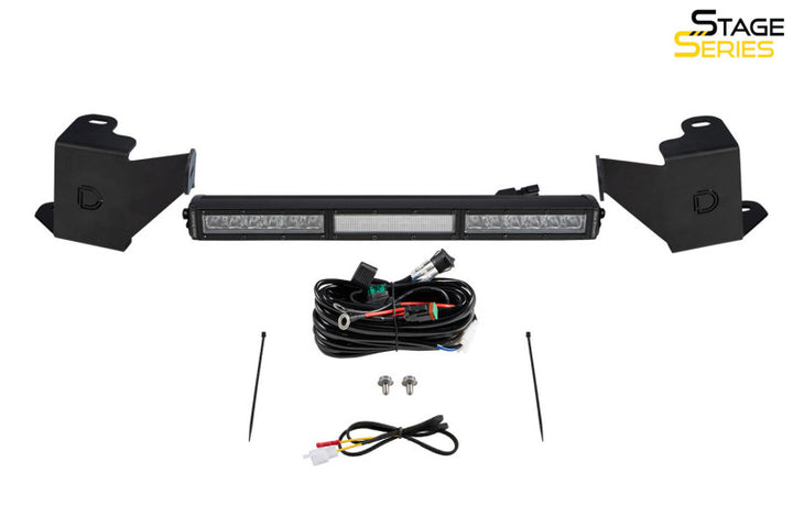 Diode Dynamics 2022 Toyota Tundra Stealth Bumper Light Bar Kit - Amber Combo - Bull Strap