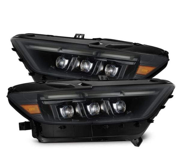 AlphaRex 15-17 Ford Mustang NOVA LED Proj Headlights Alpha Black w/Activ Light/Seq Signal/Switch DRL - Bull Strap
