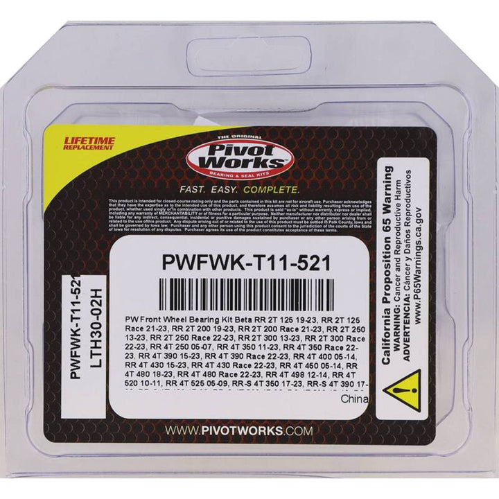 Pivot Works 19-23 Beta RR 2T 125 - Front Wheel Bearing Kit - Bull Strap