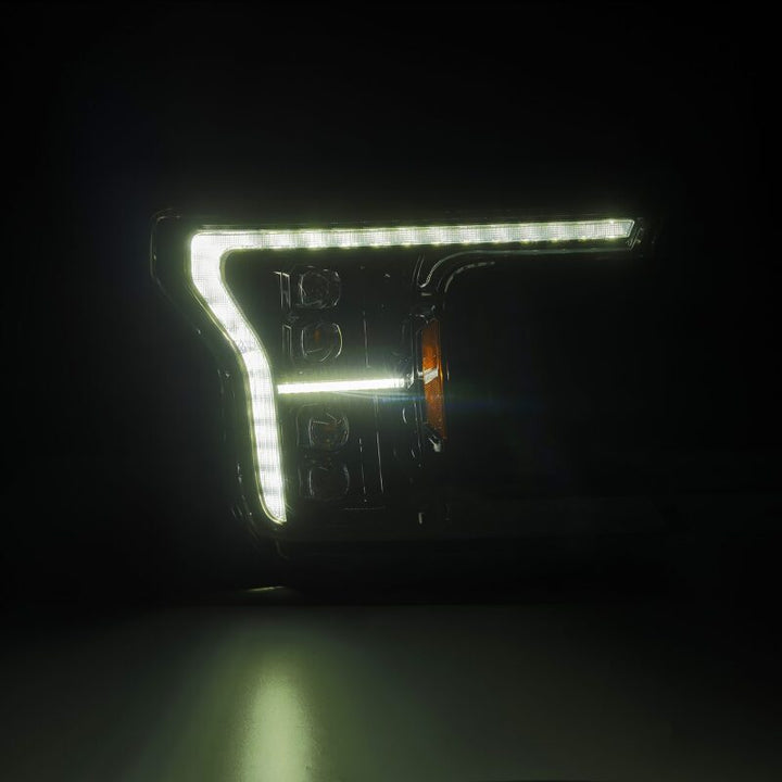 AlphaRex 18-20 Ford F-150 NOVA LED Proj Headlight Alpha Blk (14th Gen G2 Style) - Bull Strap