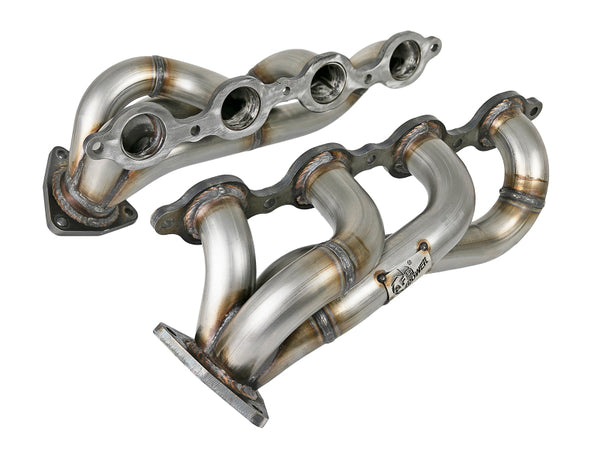 aFe Twisted Steel 1-3/4in 304SS Shorty Headers 2019 GM Silverado / Sierra 1500 V8-5.3L/6.2L - Bull Strap