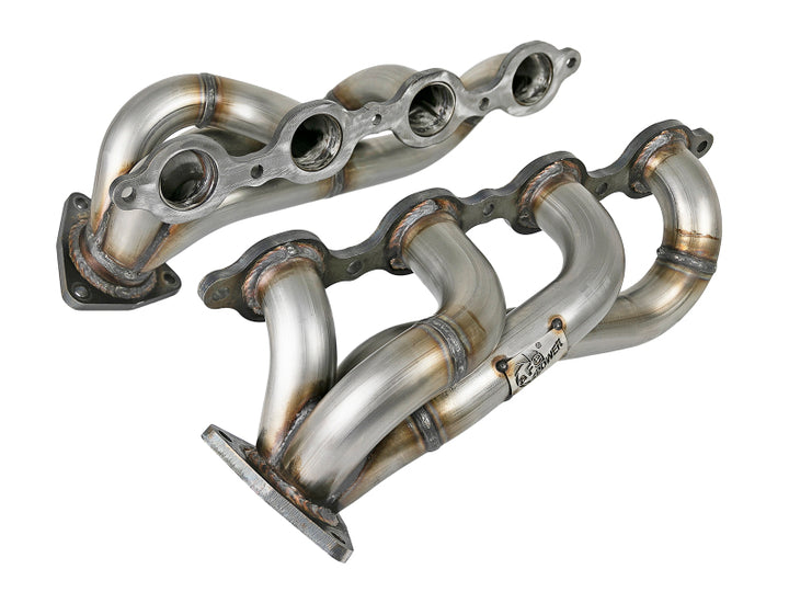 aFe Twisted Steel 1-3/4in 304SS Shorty Headers 2019 GM Silverado / Sierra 1500 V8-5.3L/6.2L - Bull Strap