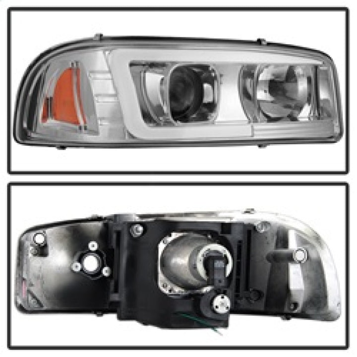 Spyder GMC Sierra 1500/2500/3500 99-06 V2 Projector Headlights - DRL - Chrome PRO-YD-CDE00V2-LB-C - Bull Strap