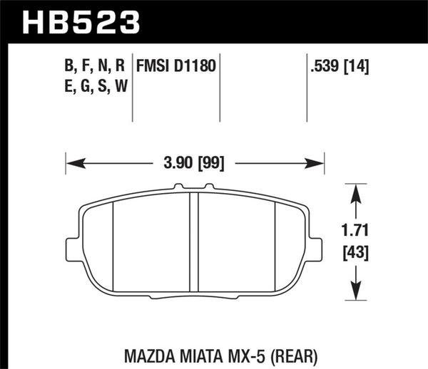 Hawk HP 06-10 Mazda Miata Mx-5 HP+ Street Rear Brake Pads - Bull Strap